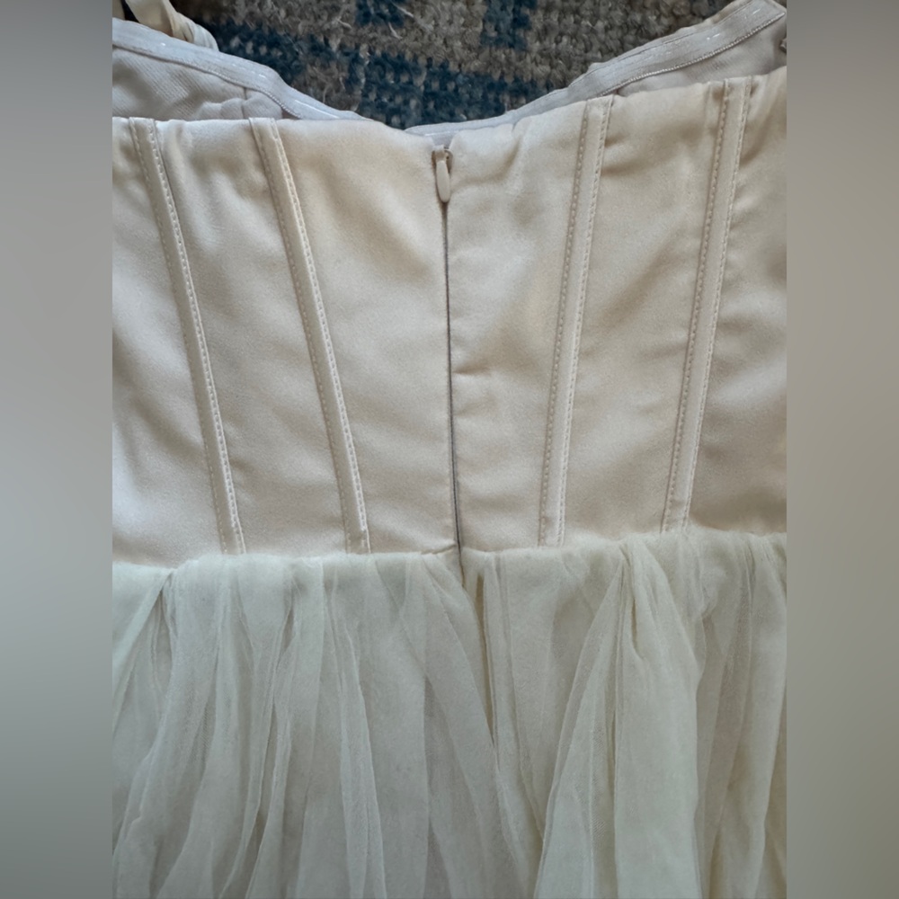 Oh Polly Corset Ballerina Cream Off-Shoulder Dress - Picture 3 of 3